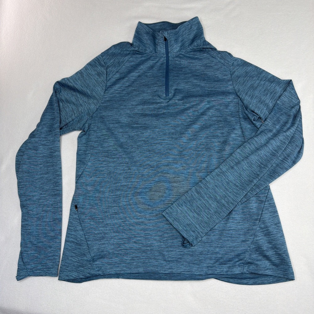 REI Co-op Women's 1/4 Zip Pullover Medium Blue Space Dye Performance Top